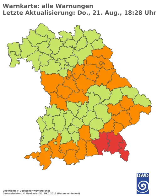 Aktuelle Wetterwarnungen für  Pfaffenhofen a.d.Ilm