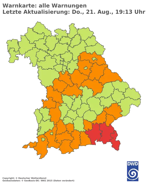 Aktuelle Wetterwarnungen für  Pfaffenhofen a.d.Ilm