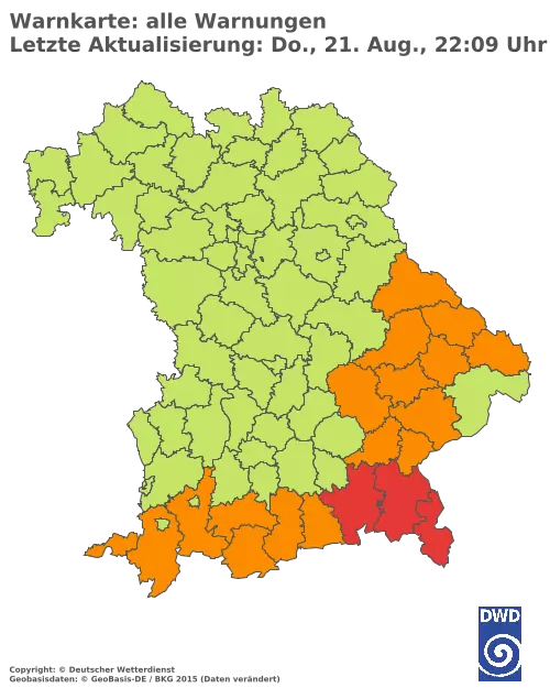 Aktuelle Wetterwarnungen für  Pfaffenhofen a.d.Ilm