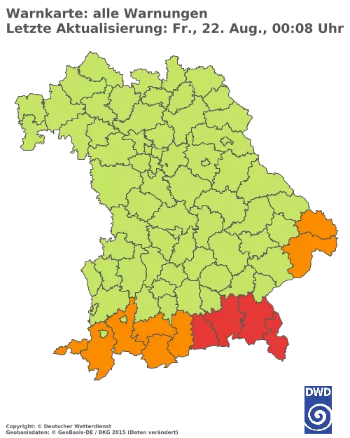 Aktuelle Wetterwarnungen für  Pfaffenhofen a.d.Ilm