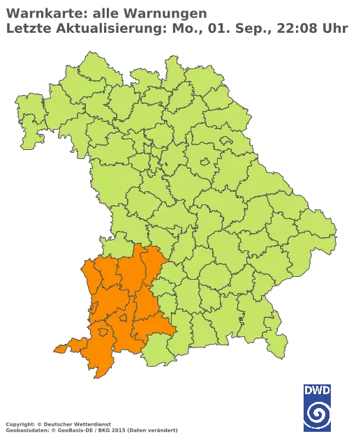 Aktuelle Wetterwarnungen für  Pfaffenhofen a.d.Ilm