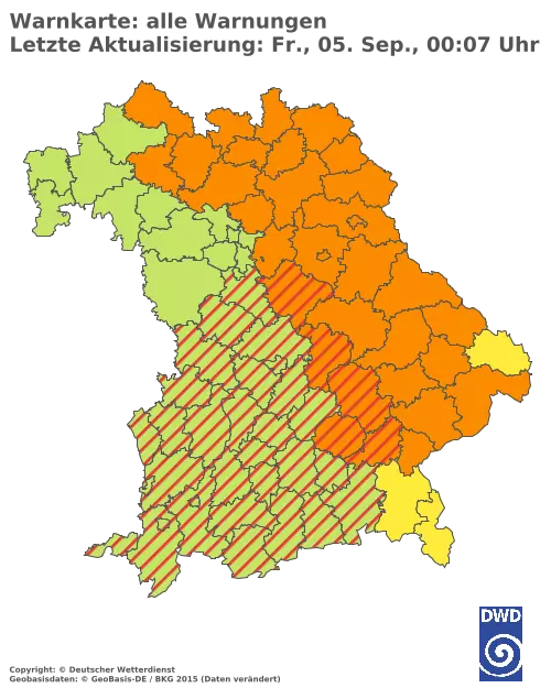 Aktuelle Wetterwarnungen für  Pfaffenhofen a.d.Ilm
