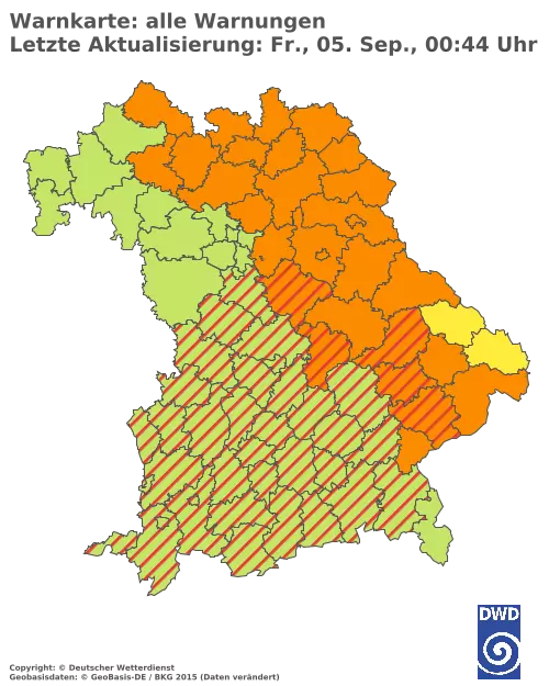 Aktuelle Wetterwarnungen für  Pfaffenhofen a.d.Ilm
